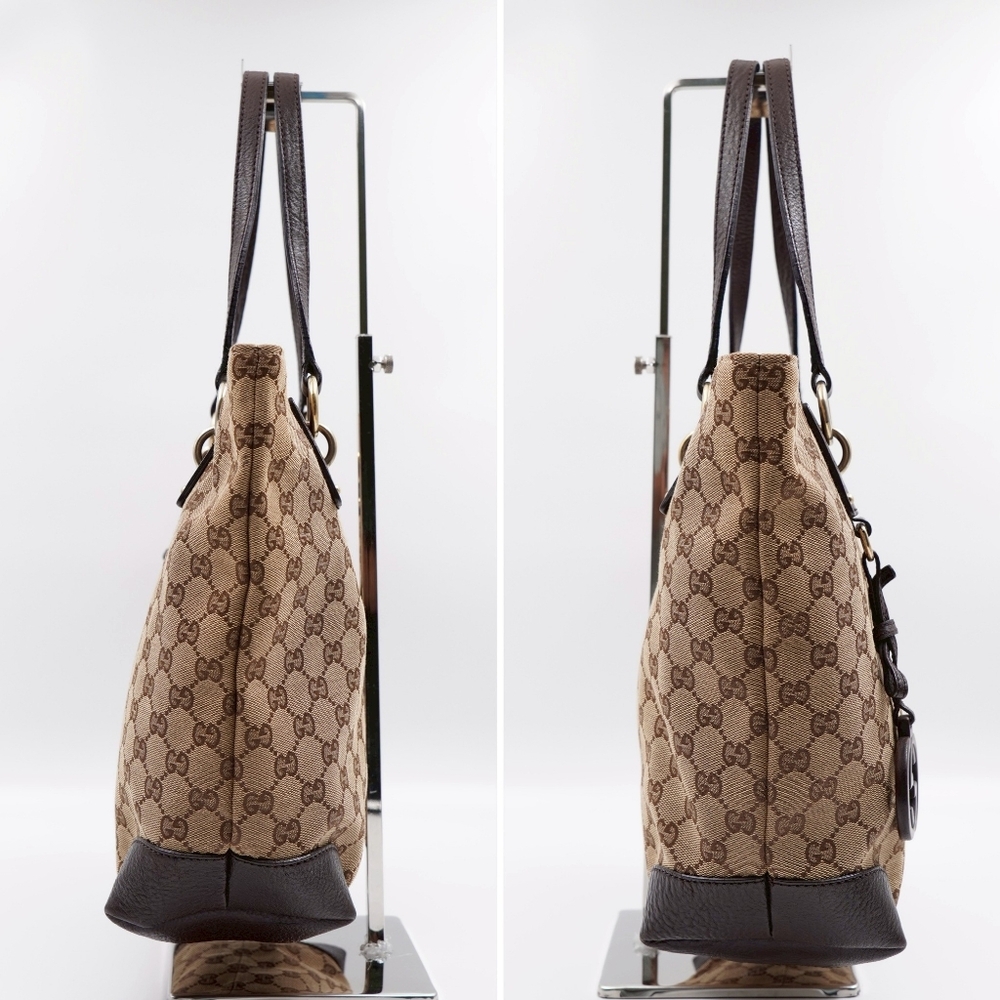 ❌️❌️SOLD❌️❌️BX19 💕 Gucci GG Canvas Interlocking Charm Tote - Picture 6 of 14
